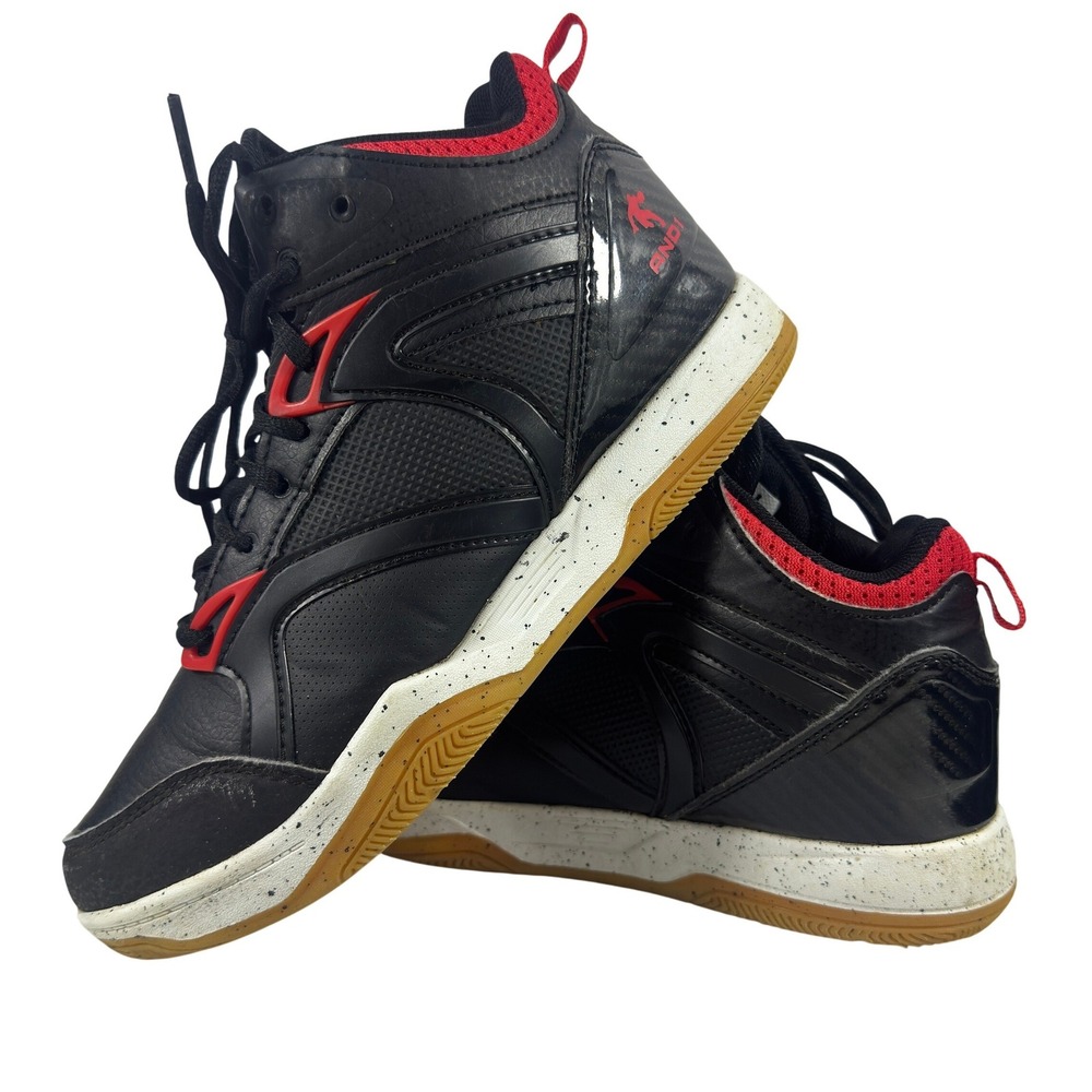 AND1 Boys Basketball Shoes Black‎ Red Synthetic Size 6